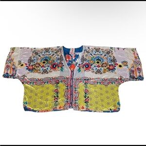 Johnny Was Multicolor Floral Kimono Blouse